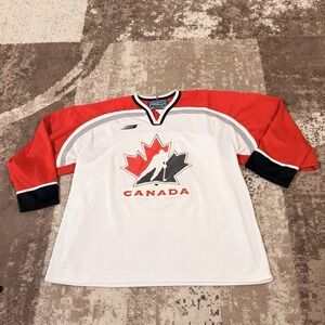 Vintage Canada Bauer Hockey Jersey Big Logo Red/White Olympics Authentic‎